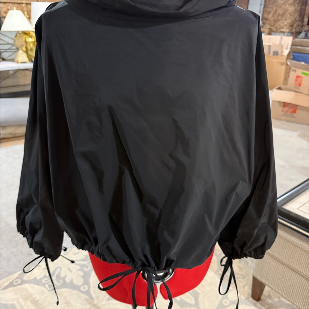 Black Hooded Jacket With Drawstring - image 1